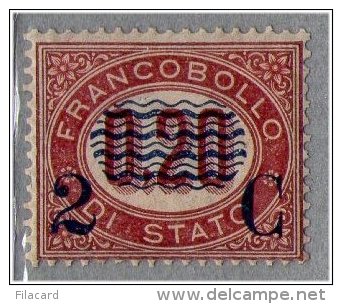 Italia Italy Italien Italie 1878 Francobolli Di Servizio Del 1875 Sovrastampati 2c Su 0,20 MLH - Neufs