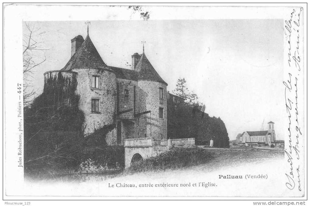 85 - PALLUAU - "Le Château, Entrée Extérieure Nord Et L´Eglise" - Carte Précurseur - Poiré-sur-Vie