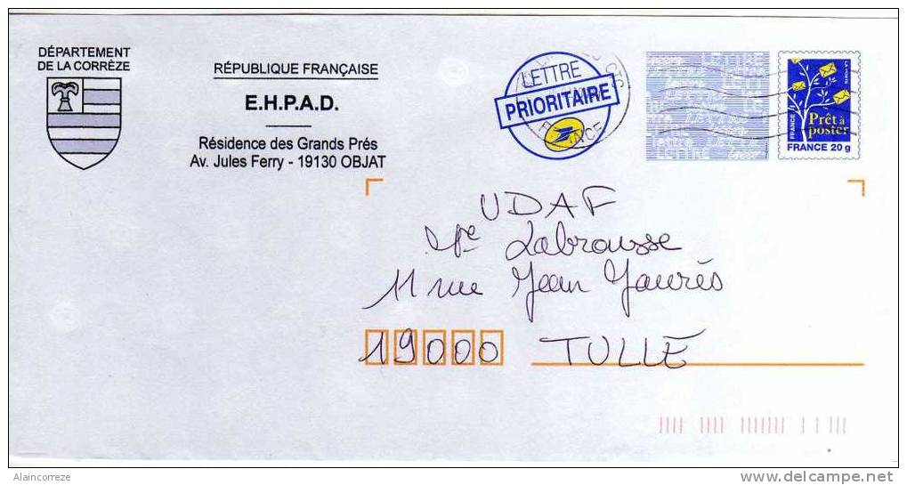 Entier Postal Repiqué Corrèze Objat EHPAD Blason - Listos A Ser Enviados : Réplicas Privadas