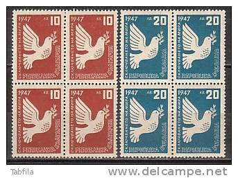 BULGARIA \ BULGARIE - 1947 - Pigeons - 2v - Bl.du 4** - Pigeons & Columbiformes