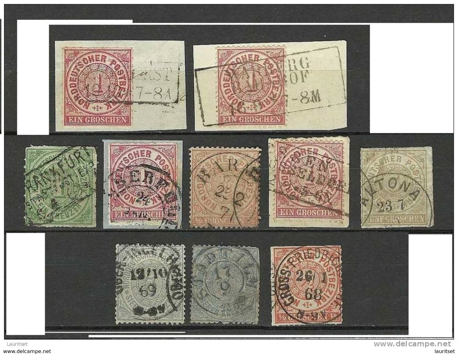 Altdeutschland Norddeutscher Postbezirk 1868, 10 Werte O - Used