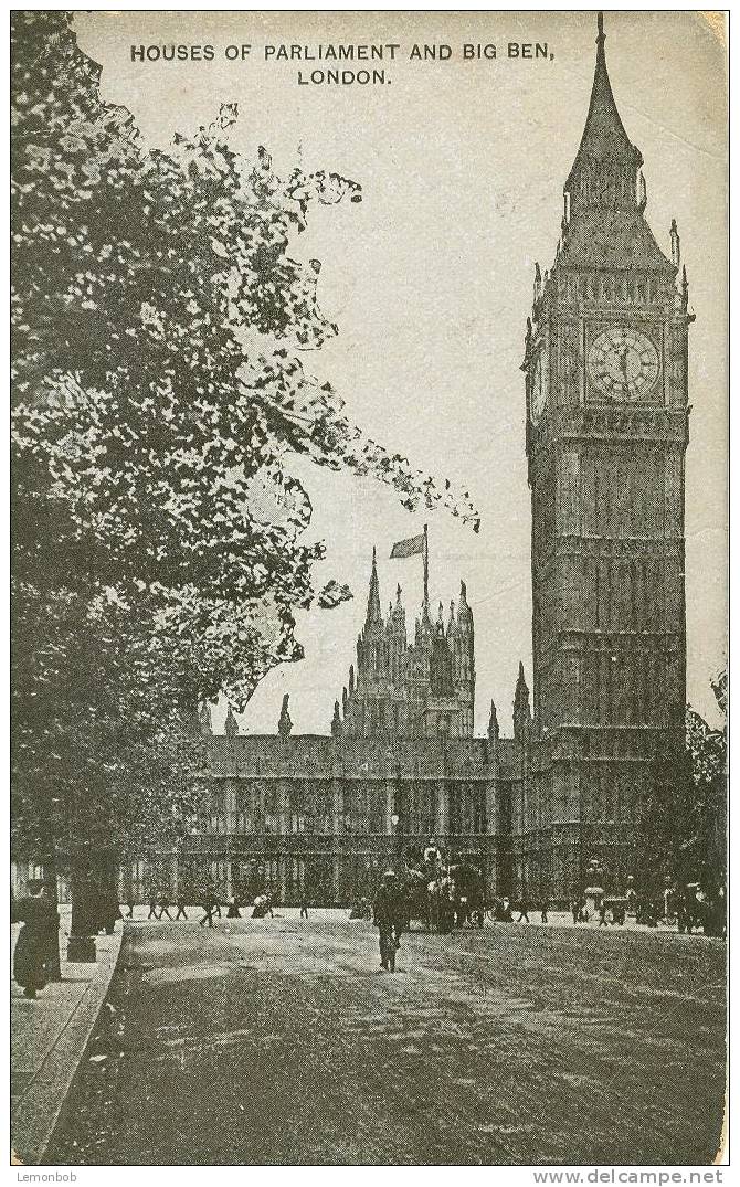 Britain United Kingdom - Houses Of Parliament And Big Ben, London 1910 Postcard [P1385] - Houses Of Parliament