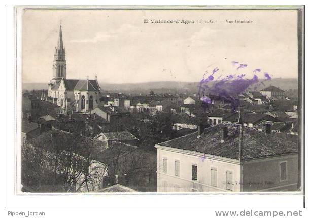 82 VALENCE-D'AGEN * Vue Générale   * Très Belle CPA 1915 - Valence