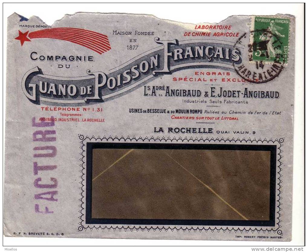 Sobre De La Rochelle Matasello Fecha 02.01.1914 S.nº137 - Gebruikt