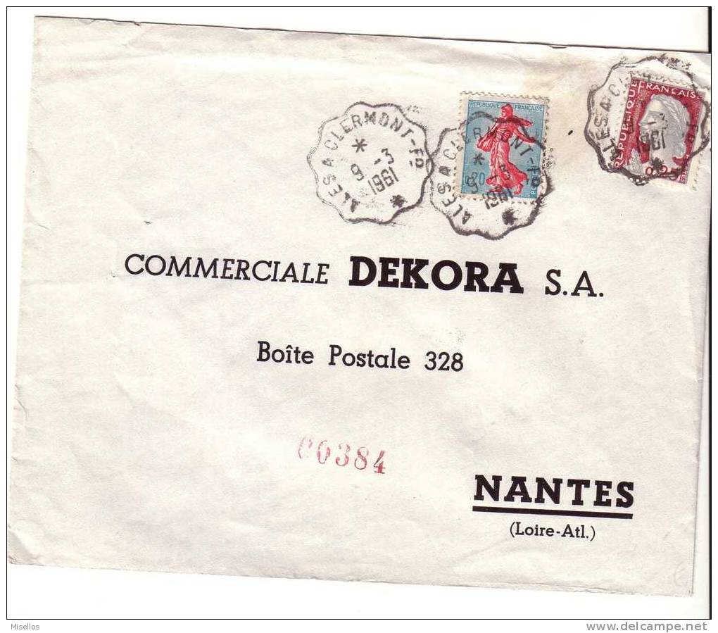 Sobre Circulado A Nantes El 09.03.1961 S. Nº 1233 Y 1263 Matasello Lineas FFCC. - Usati