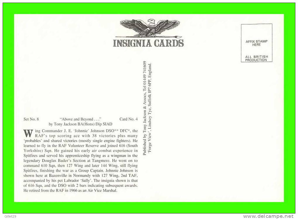 AVIATION - WING COMMANDER J.E. JOHNNIE JOHNSON, DSO, DFC ,THE RAF´S TOP SCORING ACE - SQUADRON 616 - - Aviateurs