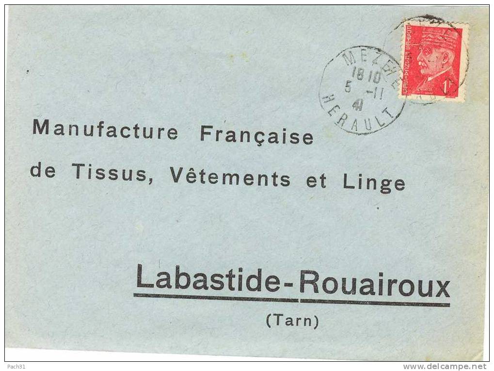 Lettre De Méze Hérault Pour Labastide Rouairoux Tarn - Cartas & Documentos