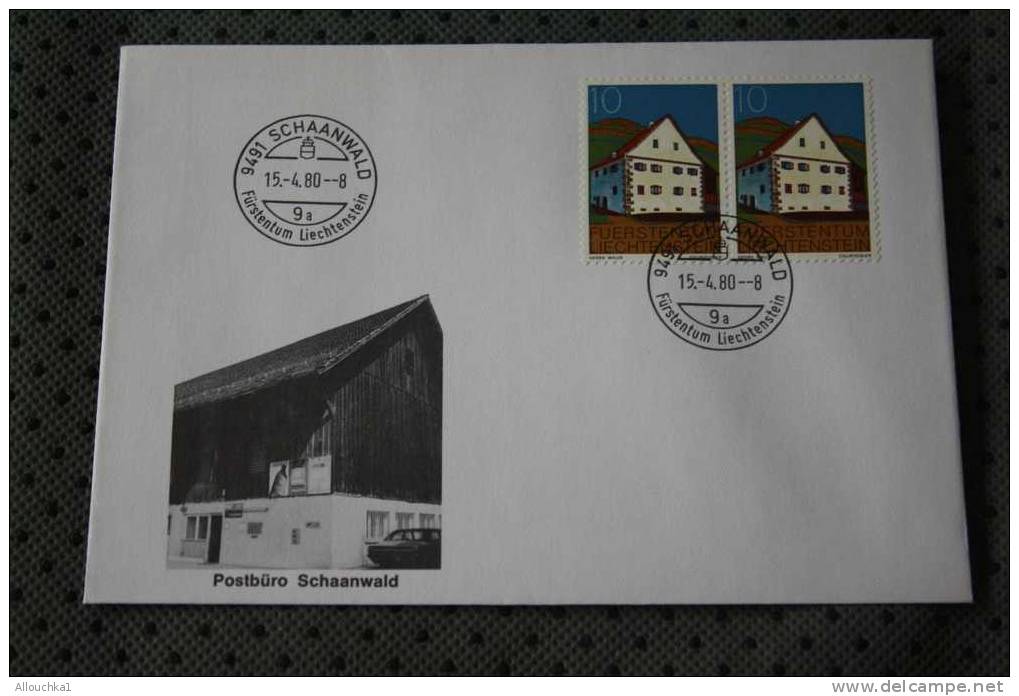 1980 LETTRE MAXIMUM LIECHTENSTEIN THEME DES BUREAUX DE POSTE  POSTBURO SCHAANWALD - Cartas & Documentos