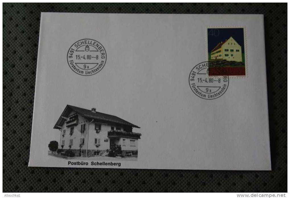 1980 LETTRE MAXIMUM LIECHTENSTEIN THEME DES BUREAUX DE POSTE   POSTBURO SCHELLENBERG - Brieven En Documenten