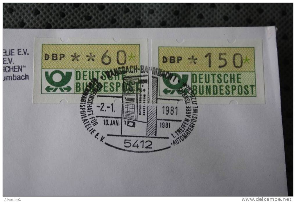 Recommandé 1981 DEUTSCHE BUNDESPOST MARCOPHILIA LETTRE DISTRIBUTEUR AFF AVEC VIGNETTES - Vignette [ATM]