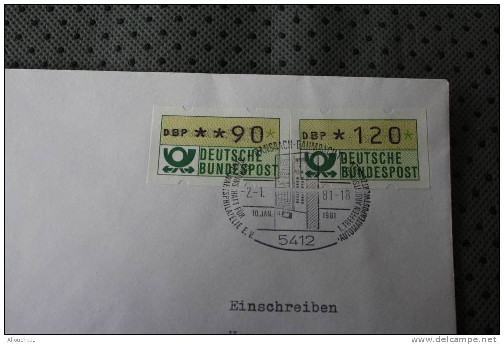 Recommandé 1981 DEUTSCHE BUNDESPOST MARCOPHILIA LETTRE DISTRIBUTEUR AFF AVEC VIGNETTES - Timbres De Distributeurs [ATM]