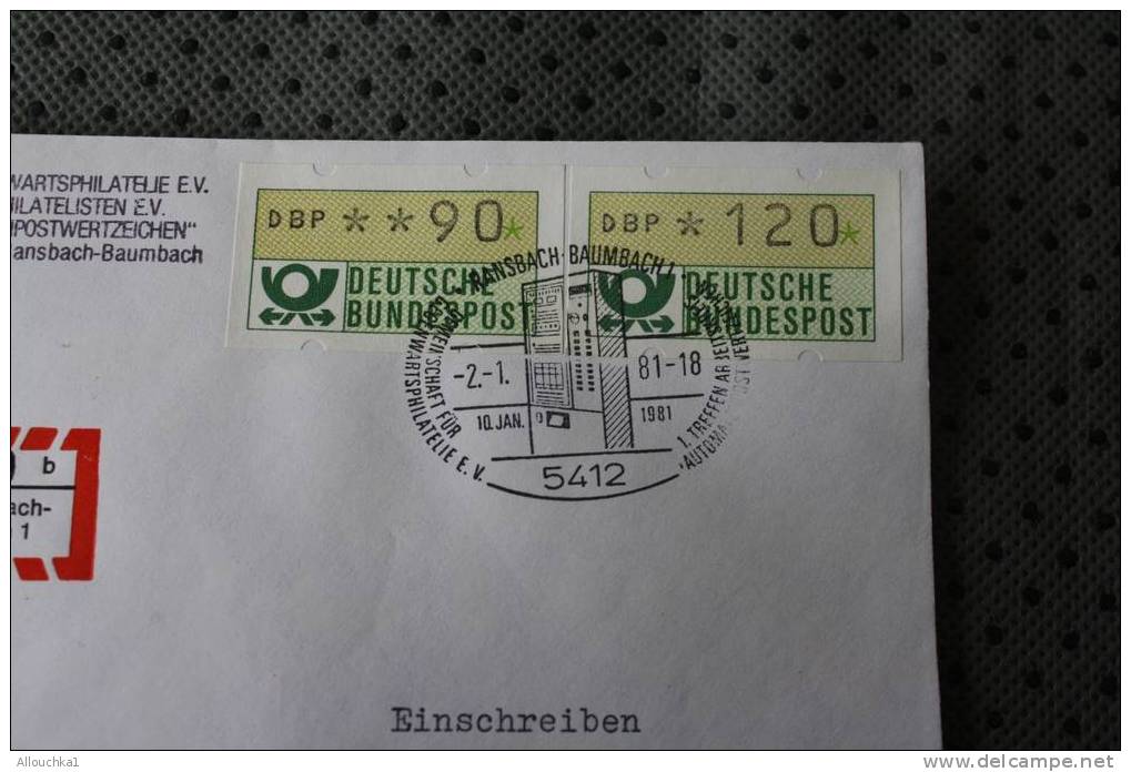 Recommandé 1981 DEUTSCHE BUNDESPOST MARCOPHILIA LETTRE DISTRIBUTEUR AFF AVEC VIGNETTES - Timbres De Distributeurs [ATM]