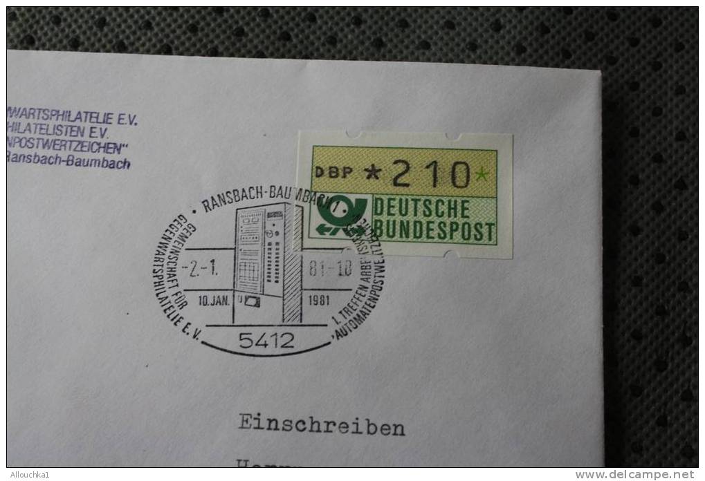 Recommandé 1981 DEUTSCHE BUNDESPOST MARCOPHILIA LETTRE DISTRIBUTEUR AFF AVEC VIGNETTES - Machine Labels [ATM]