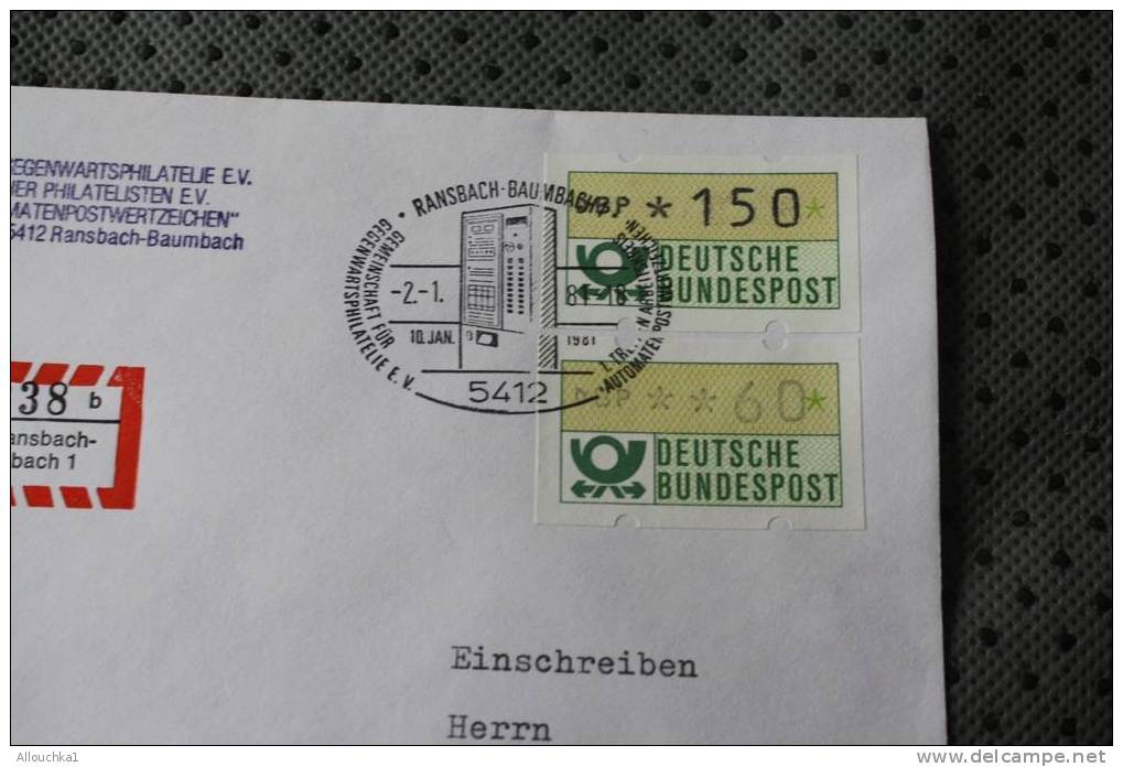 Recommandé 1981 DEUTSCHE BUNDESPOST MARCOPHILIA LETTRE DISTRIBUTEUR AFF AVEC VIGNETTES - Vignette [ATM]