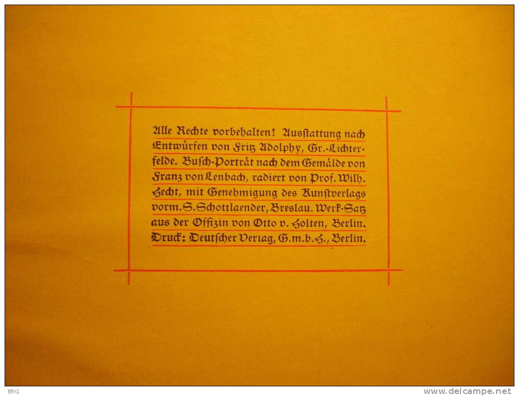 Wilhelm Busch - 1912- Brachtwert Fur Alle; Berlen Deutschen Humors - Grafica & Design