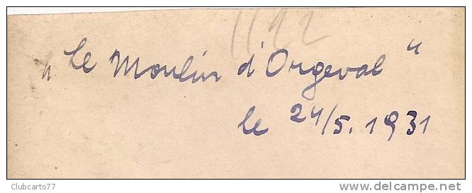 Orgeval (78) : GP D'une Voiture Sur Le Parking Du Restaurant "Le Moulin D'Orgeval" En 1931 (animée) PHOTO RARE. - Orgeval