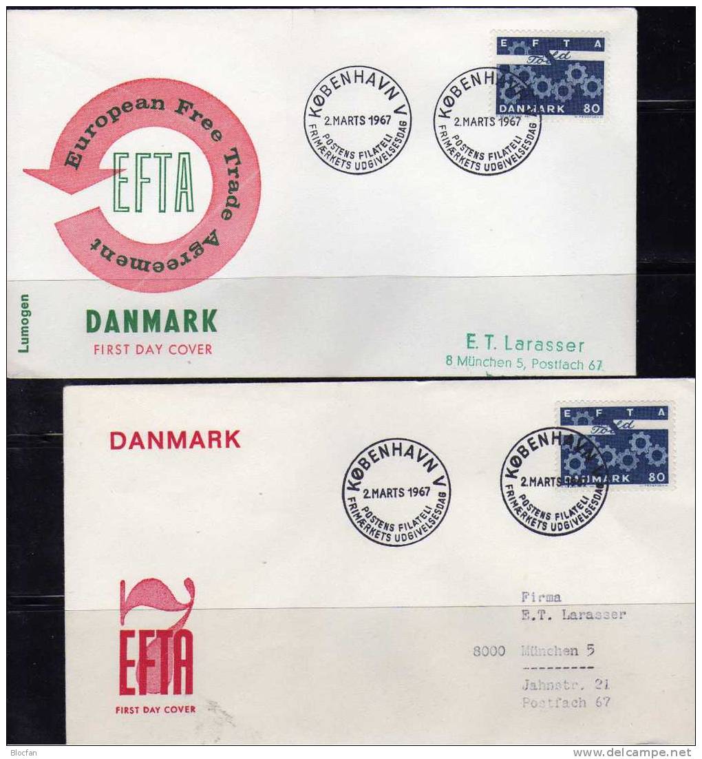 EFTA Freihandelszone Dänemark 450+ 2FDC O 4€ Aufhebung Zoll-Schranken - Covers & Documents