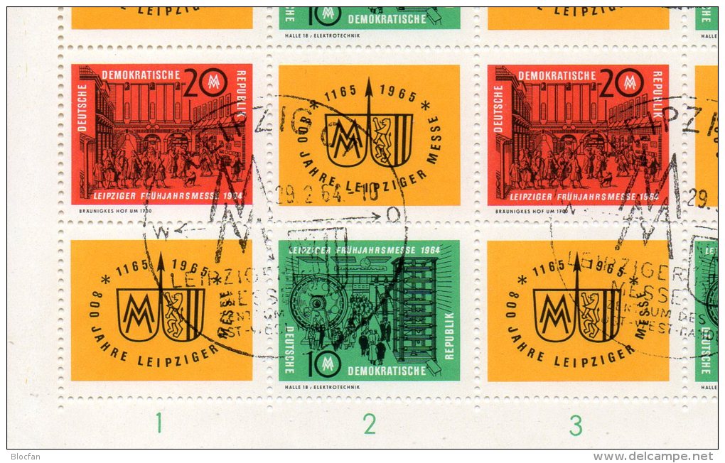 Leipziger Messe 1964 DDR 1012/3 Als Bogen E SST 55€ Mit DV 1 Messehof Foglietto Bf Technic Bloc Fair Sheetlet Of Germany - 1st Day – FDC (sheets)