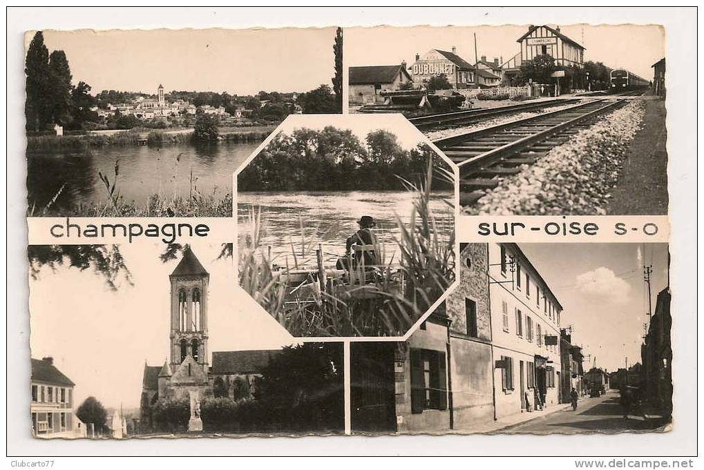 Champagne-sur-Oise (95) : 5 Vues Dont La Gare Vue Des Rails Et La Rue Principale En 1959 (animée). - Champagne Sur Oise