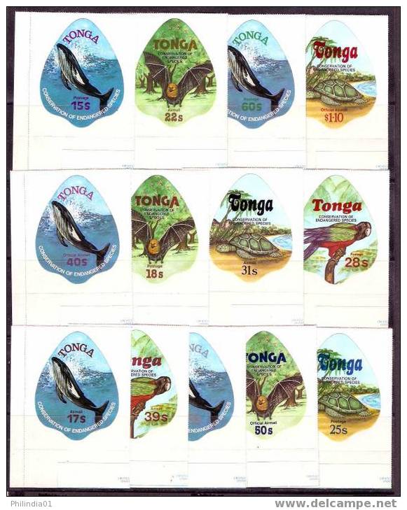 Tonga 1978 Wild Life Conservation, Odd Shaped, Die Cut, Parrot, Bat, Tortoise, Whale 13v  MNH # 1562 - Tonga (1970-...)