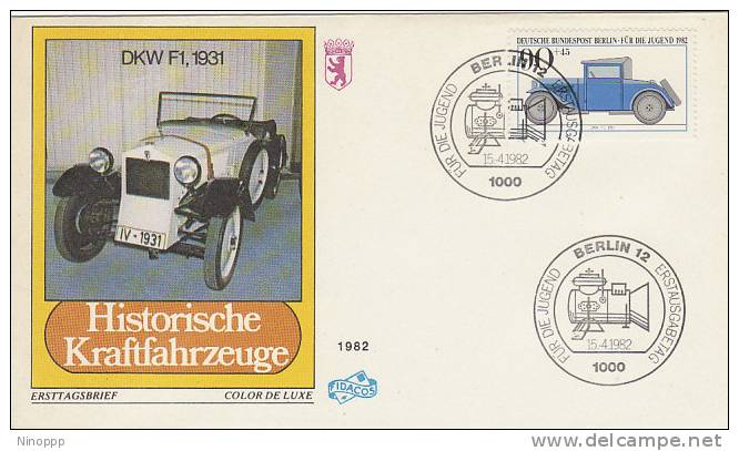 Germany Berlin-1982 Historic Cars,DKW F1 1931 FDC - Cars