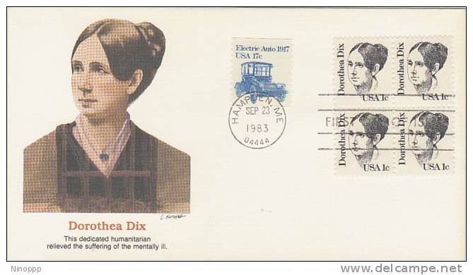 USA-1983 Dorothea Dix, Electric Auto 1917 Souvenir Cover - Automobile