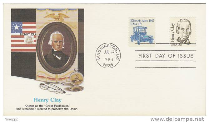 USA-1983 Henry Clay,Auto Electric 1917 Souvenir Cover - Cars