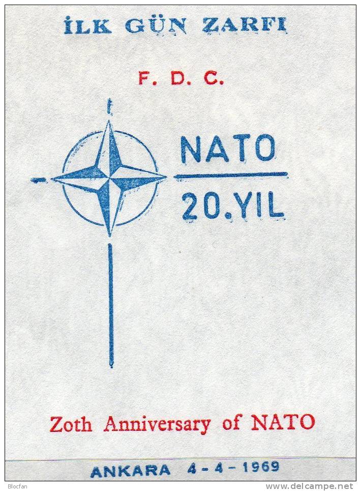 Taube 20 Jahre NATO 1969 Türkei 2120/1 Als FDC O 3€ Erde/Stern Nord-Atlantik Mitläufer CEPT Special Cover Of Turkey - FDC