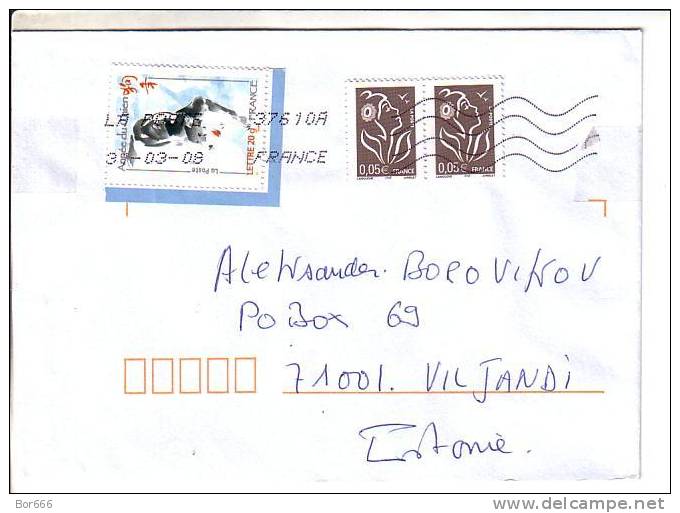 GOOD FRANCE Postal Cover To ESTONIA 2008 - Good Stamped: Marianne ; Dog - Covers & Documents