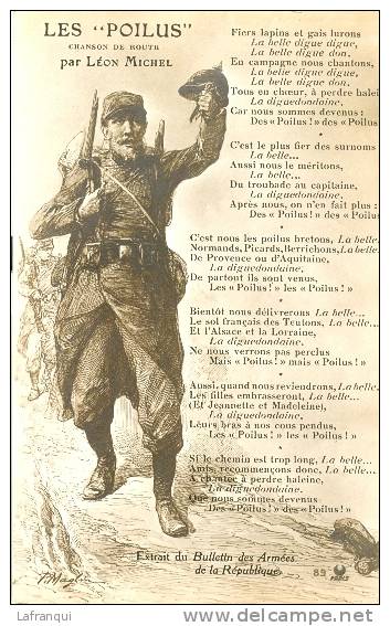 GUERRE 1914-1918- Ref B75- Patriotique - Les Poilus -chanson De Route Partition Par Leon Michel   - Carte Bon Etat - - Guerre 1914-18