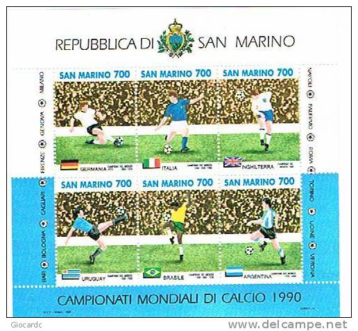 SAN MARINO CAT.UNIF.BF44   FOGLIETTO   -  1990 CAMPIONTI MONDIALI DI CALCIO  'ITALIA 90' - NUOVO ** - Blocs-feuillets