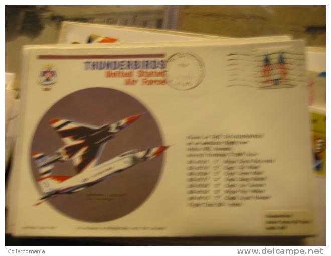 9  Luchtvaart Aviation Enveloppe , Autograph Handtekening Piloten Eerste Dag First Day Blue Herons UPSALE Thunderbirds - Avions