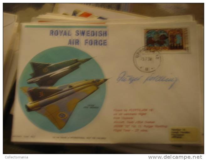 9  luchtvaart aviation enveloppe , autograph handtekening piloten eerste dag first day blue Herons UPSALE thunderbirds