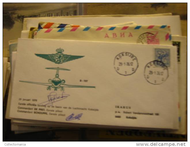 6 Luchtvaart Aviation Enveloppe , Autograph Handtekening Piloten Eerste Dag Fregatte Karlsruhe IKARUS - Airplanes