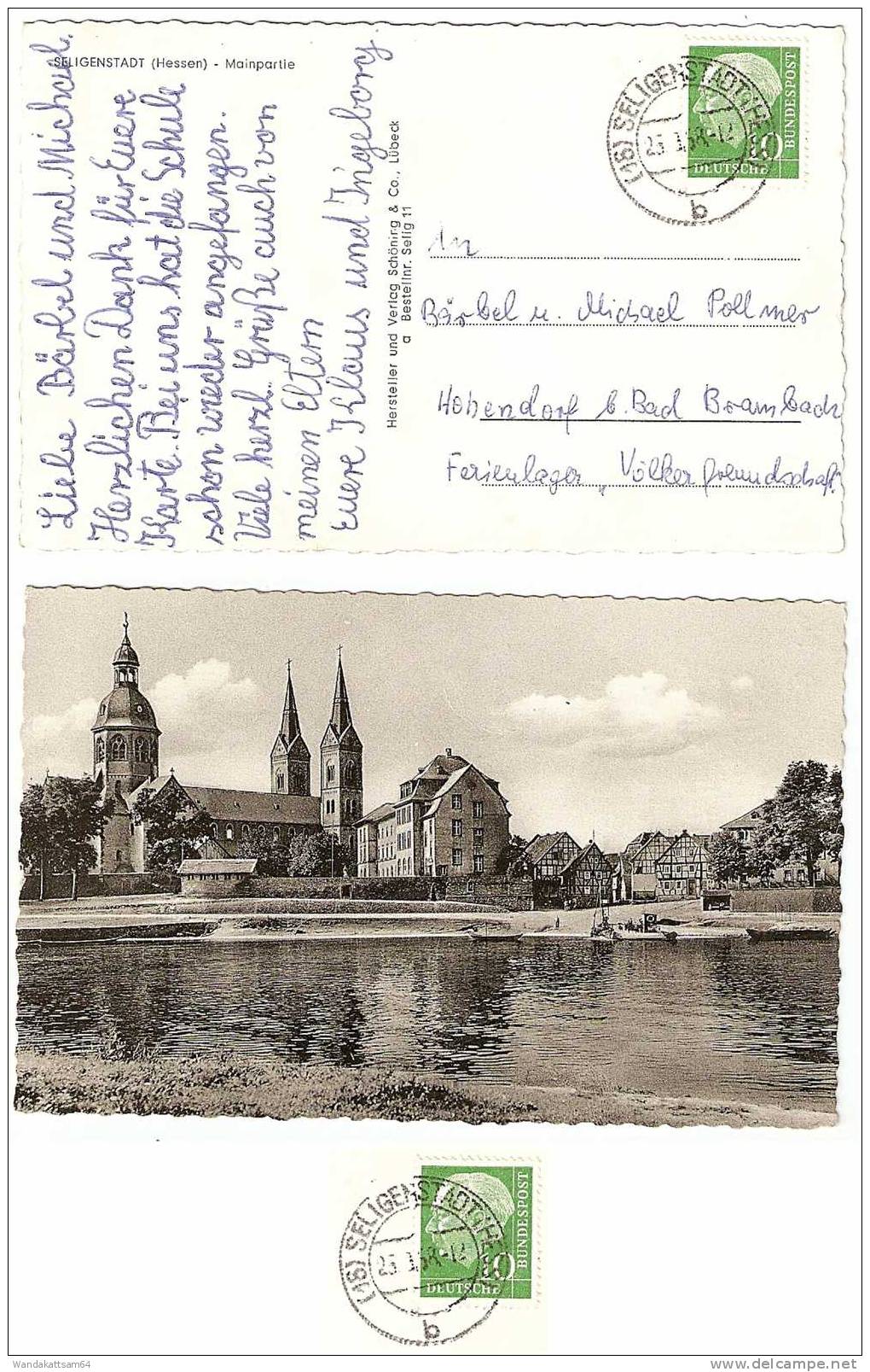 AK 11 SELIGENSTADT (Hessen) - Mainpartie Kirche 25.8.58 - 12 (16) SELIGENSTADT (HESS) B Nach Hohendorf B. Bad Brambach - Offenbach