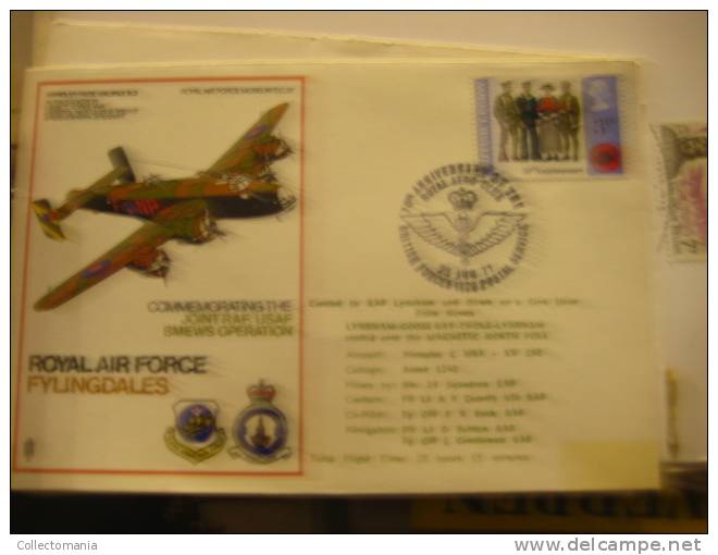 10 airmail eveloppes : LEEMING 1971 - SAS 1961 FDC -één is SMP MPD vermoedelijk geen luchtvaart