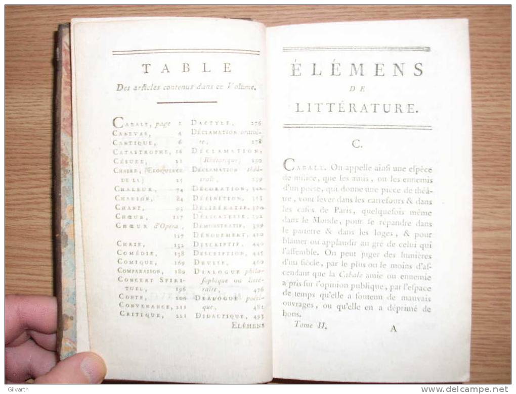 MARMONTEL ELEMENS DE LITTERATURE T2 Seul 1787 - 1701-1800