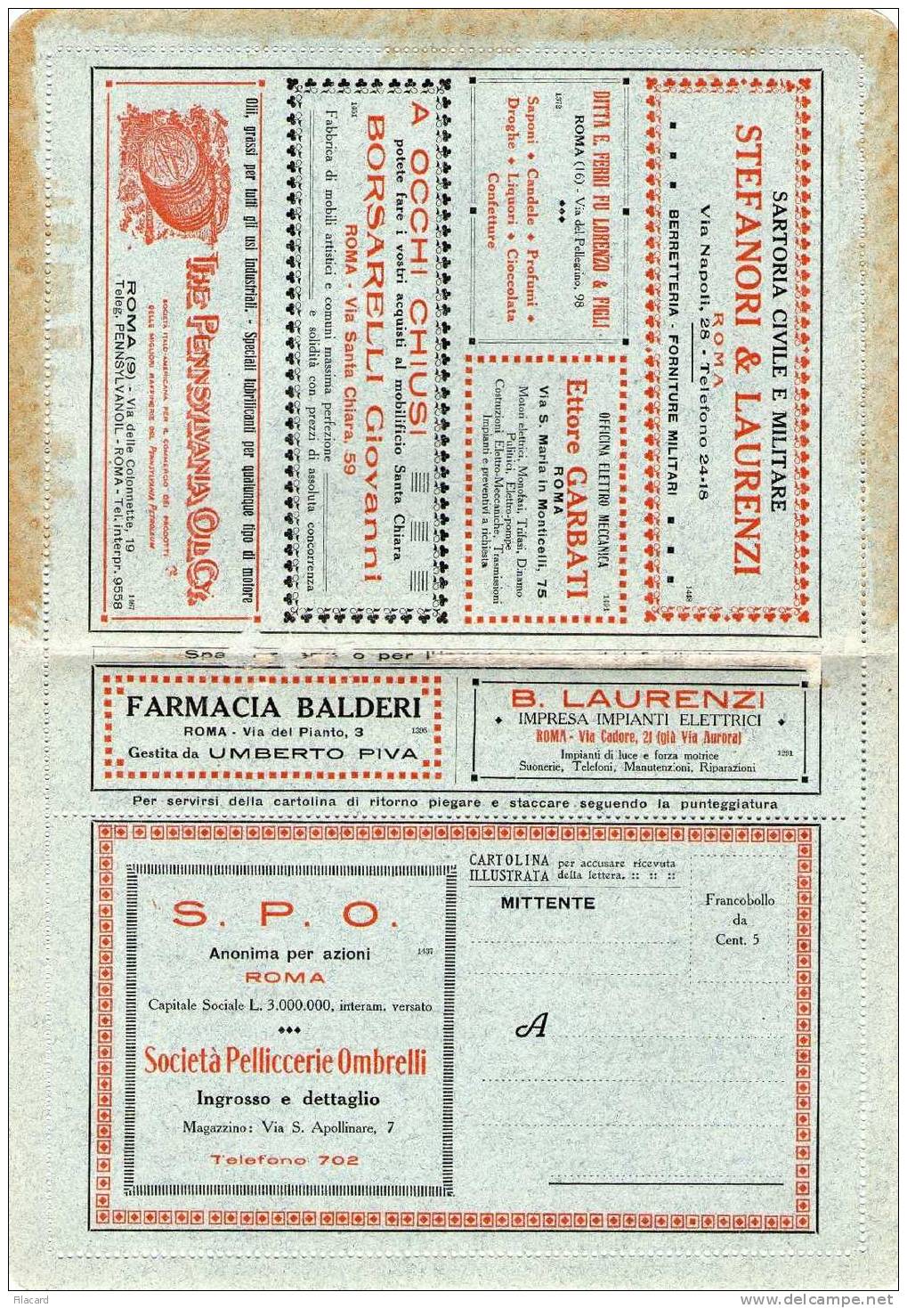 Italia Italy Italien Italie 1921-23 BLP  Busta Pubblicitaria   B.L.P. 10c Buccellato Marsala - Timbres Pour Envel. Publicitaires (BLP)
