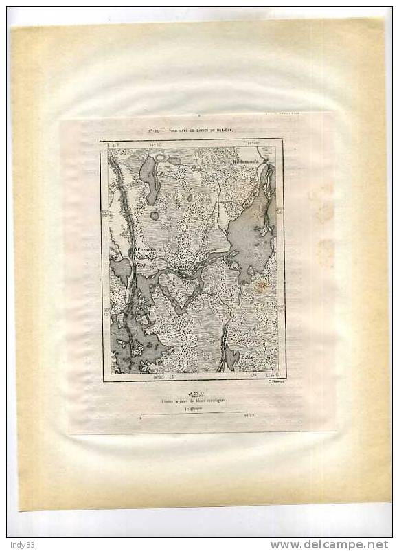 - ASAR DANS LE BASSIN DU DAL-ELF . CARTE DU XIXe S. DECOUPEE ET COLLEE SUR PAPIER - Topographical Maps