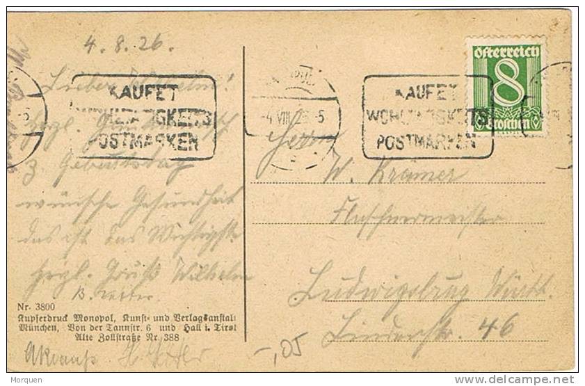 Postal Innsbruck (Austria) 1926. Statue Andreas Hofer - Briefe U. Dokumente