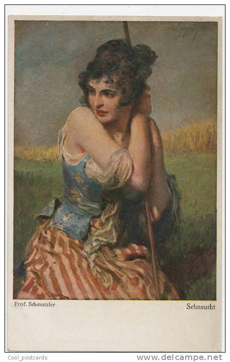 L. SCHMUTZLER, Sehnsucht, Lovely Young Woman Daydreaming, NM Cond. PC, Not Mailed Ca 1920 - Schmutzler, L.