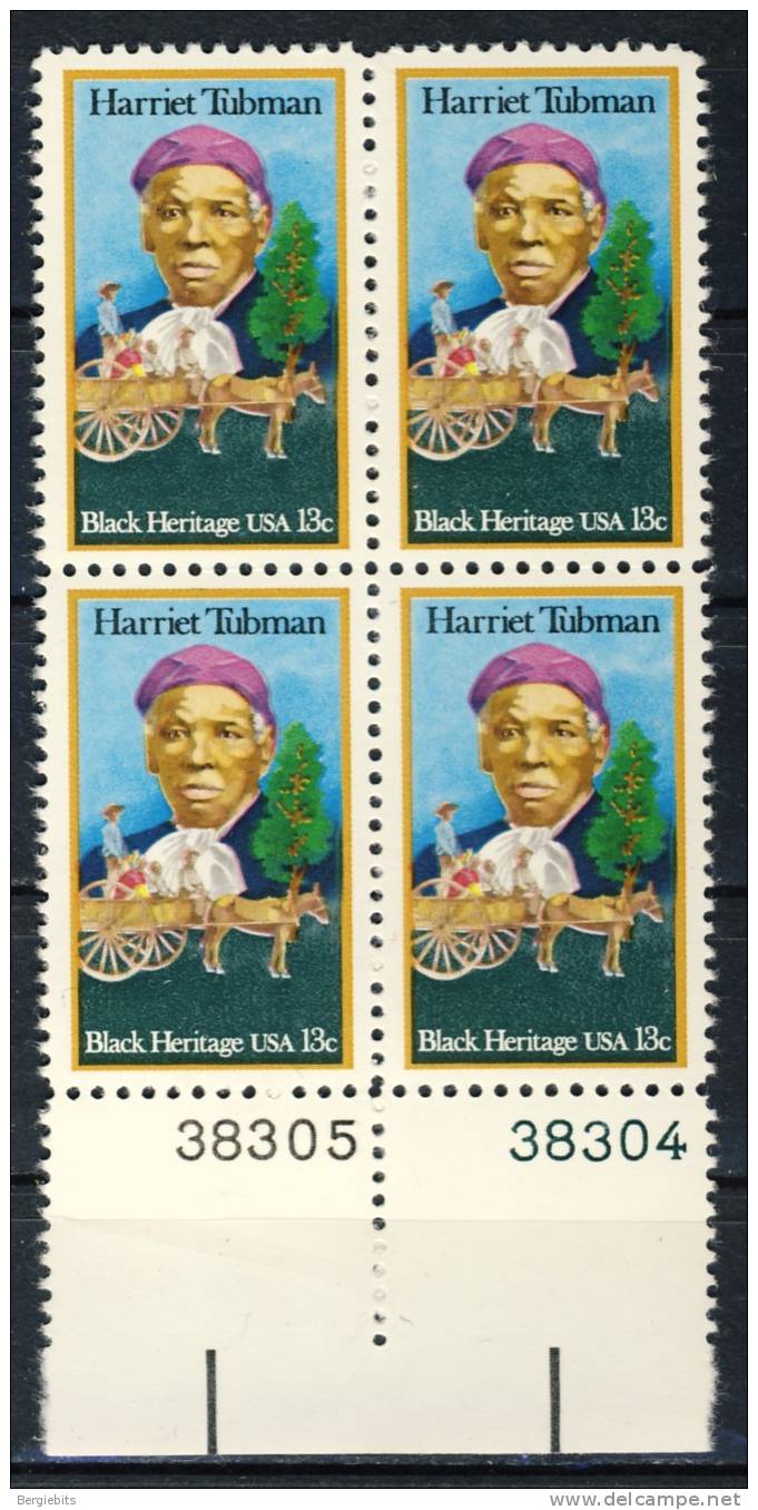 1978 United States 13 Cents MNH Plate Block Of 4 " Black Heritage  " - Numéros De Planches