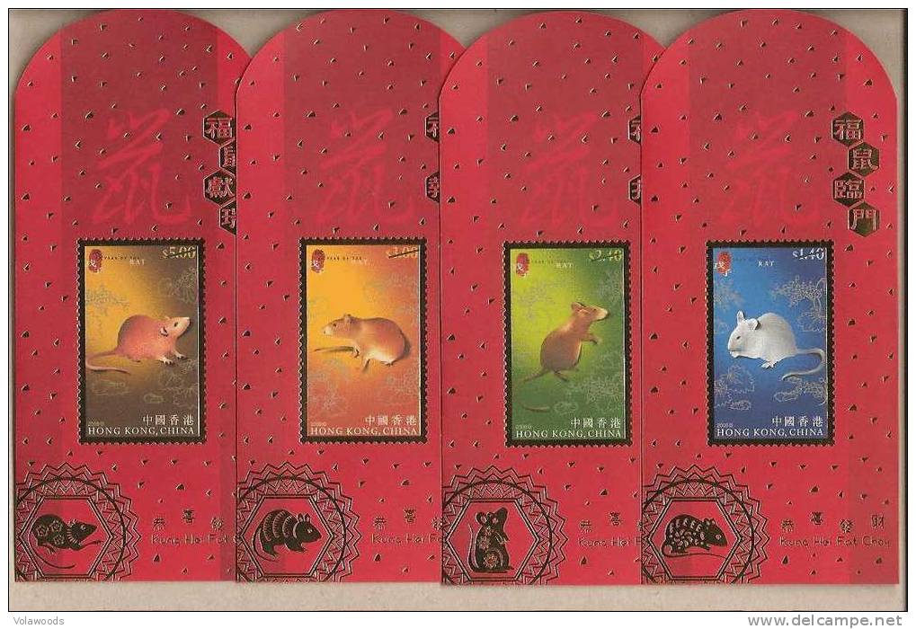 Hong Kong - 4 Buste Dedicate All'Anno Del Topo - 2008 - Colecciones & Series