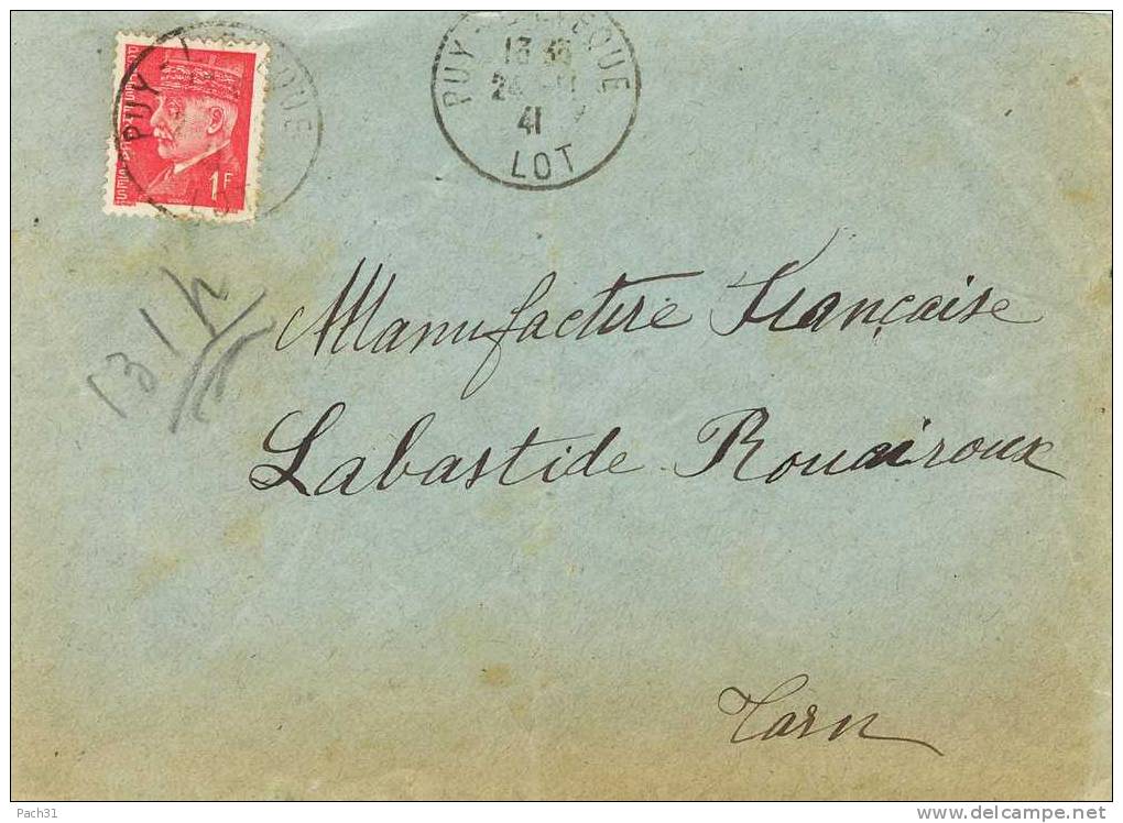 Lettre De Puy L'Eveque  Lot Pour Labastide Rouairoux Tarn - Lettres & Documents