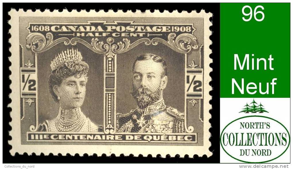 Canada (Unitrade & Scott # 96 - Quebec Tercentenary Issue) (Mint) F/VF - Unused Stamps