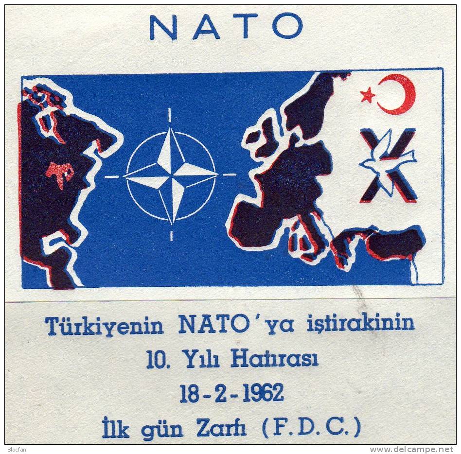 10Jahre NATO 1962 Türkei 1830/1+FDC O 3€ Halbmond Stern Windrose CEPT Mitläufer OTAN Map Star First Cover Of Turkey - Geography