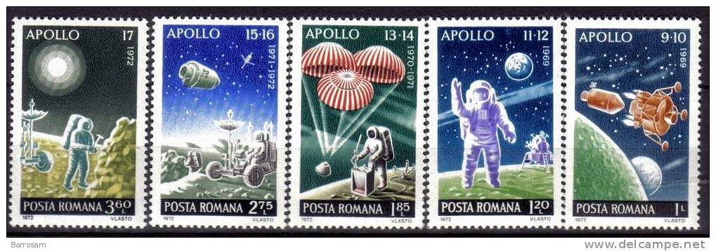 Romania:1972 Michel 3069-77 SPACE - Europe