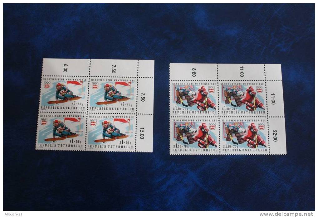 REPUBLIQUE OSTERREICH AUTRICHE JEUX OLYMPIQUES HIVER XII WINTERSPIELE BLOCS TIMBRES NEUFS **  BLOC DE 2 X 4 T 1976 - Inverno1976: Innsbruck