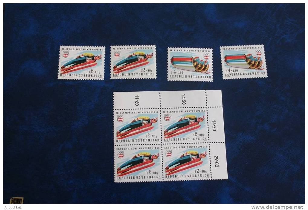 INSBRUCK 1976 OSTERREICH AUTRICHE JEUX OLYMPIQUES HIVER XII WINTERSPIELE BLOCS TIMBRES NEUFS **  BLOC:1 X 4 T + 8 T - Hiver 1976: Innsbruck