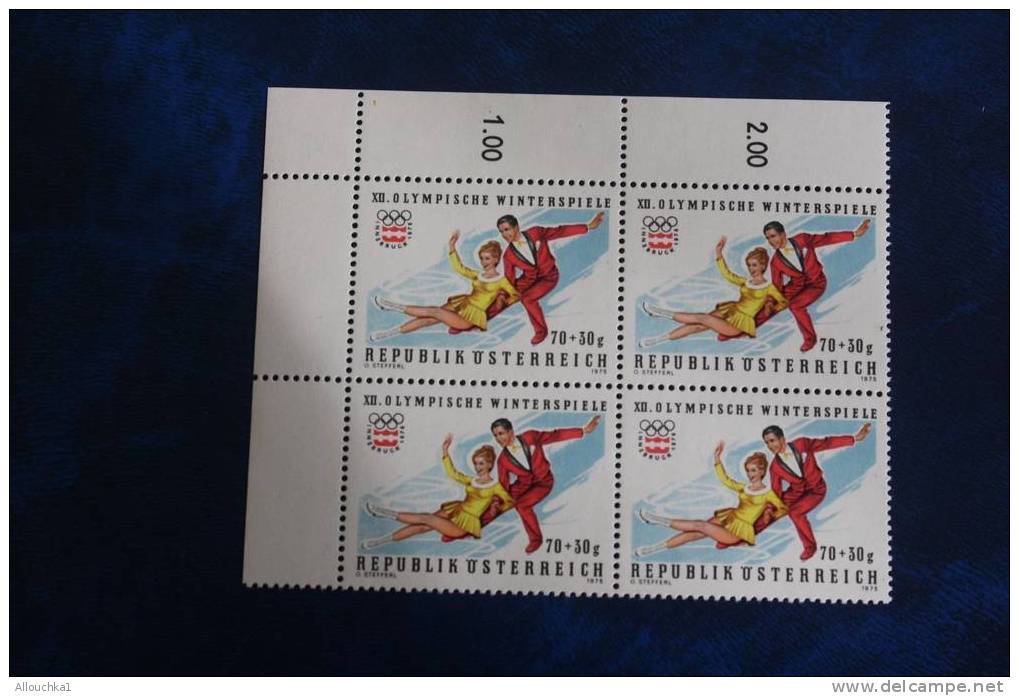 INSBRUCK 1976 OSTERREICH AUTRICHE JEUX OLYMPIQUES HIVER XII WINTERSPIELE 1 BLOC X 4  TIMBRES NEUFS ** - Inverno1976: Innsbruck